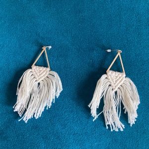 Cream Tassel Drop Earrings